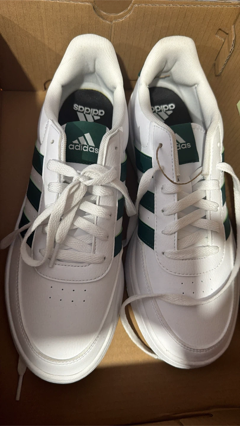 Adidas White and Green Sneakers size 10