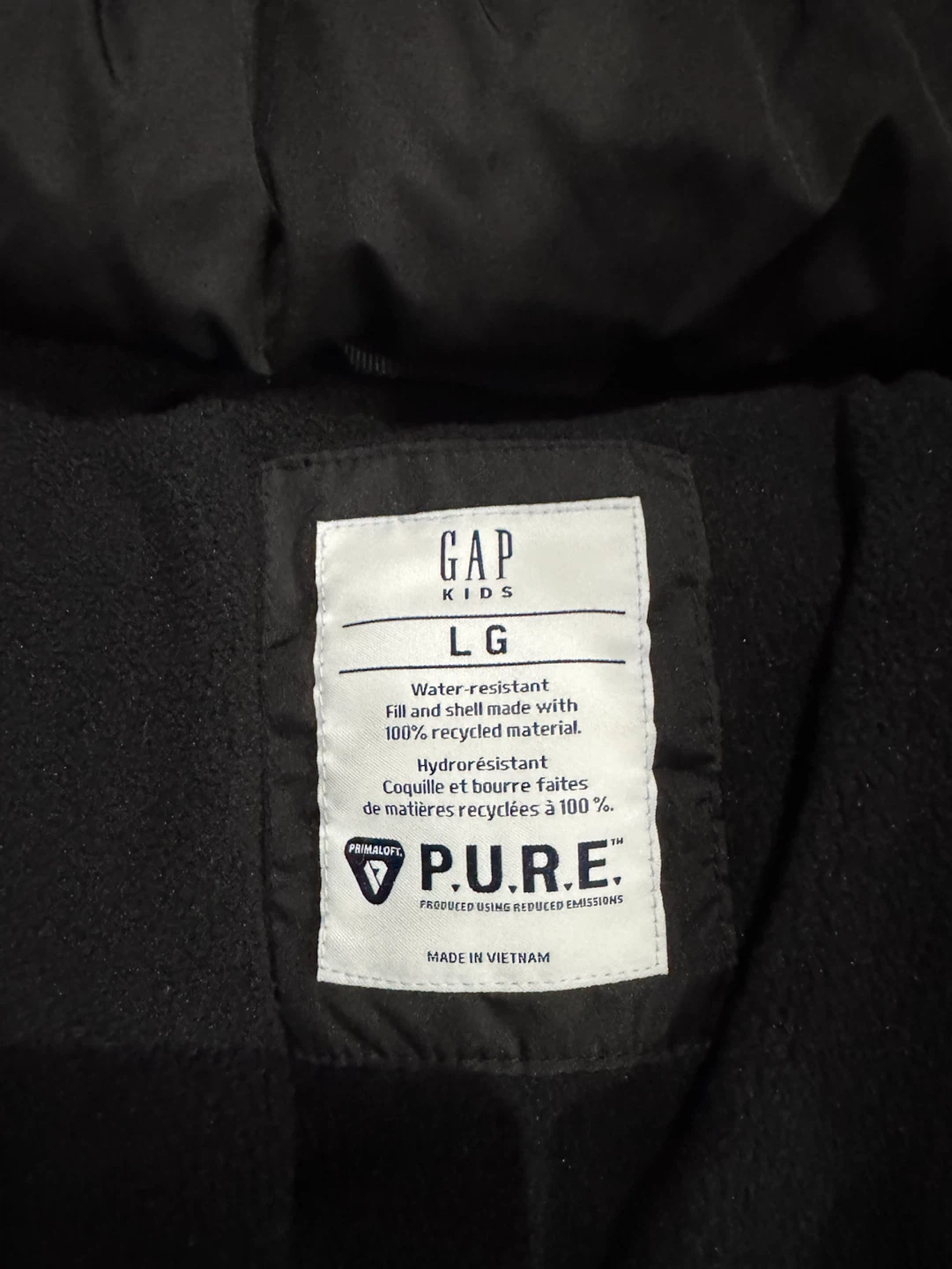 Gap Kids Black Puffer Jacket Size Large - photo 2