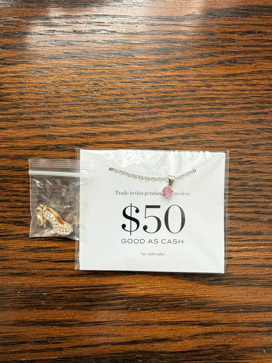 Pink Stone Pendant Necklace and High Heel Charm