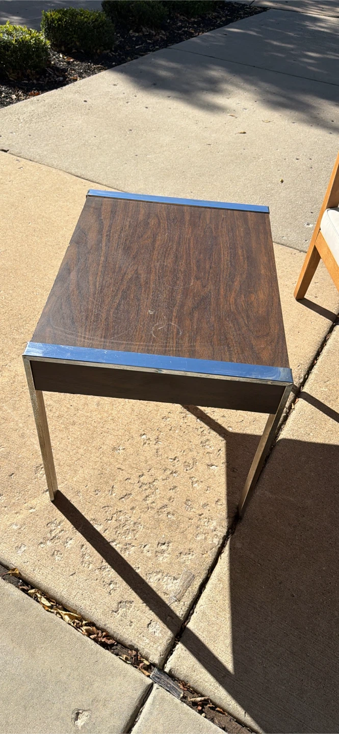 Mid-Century Modern Side Table with Chrome Accents - photo 2