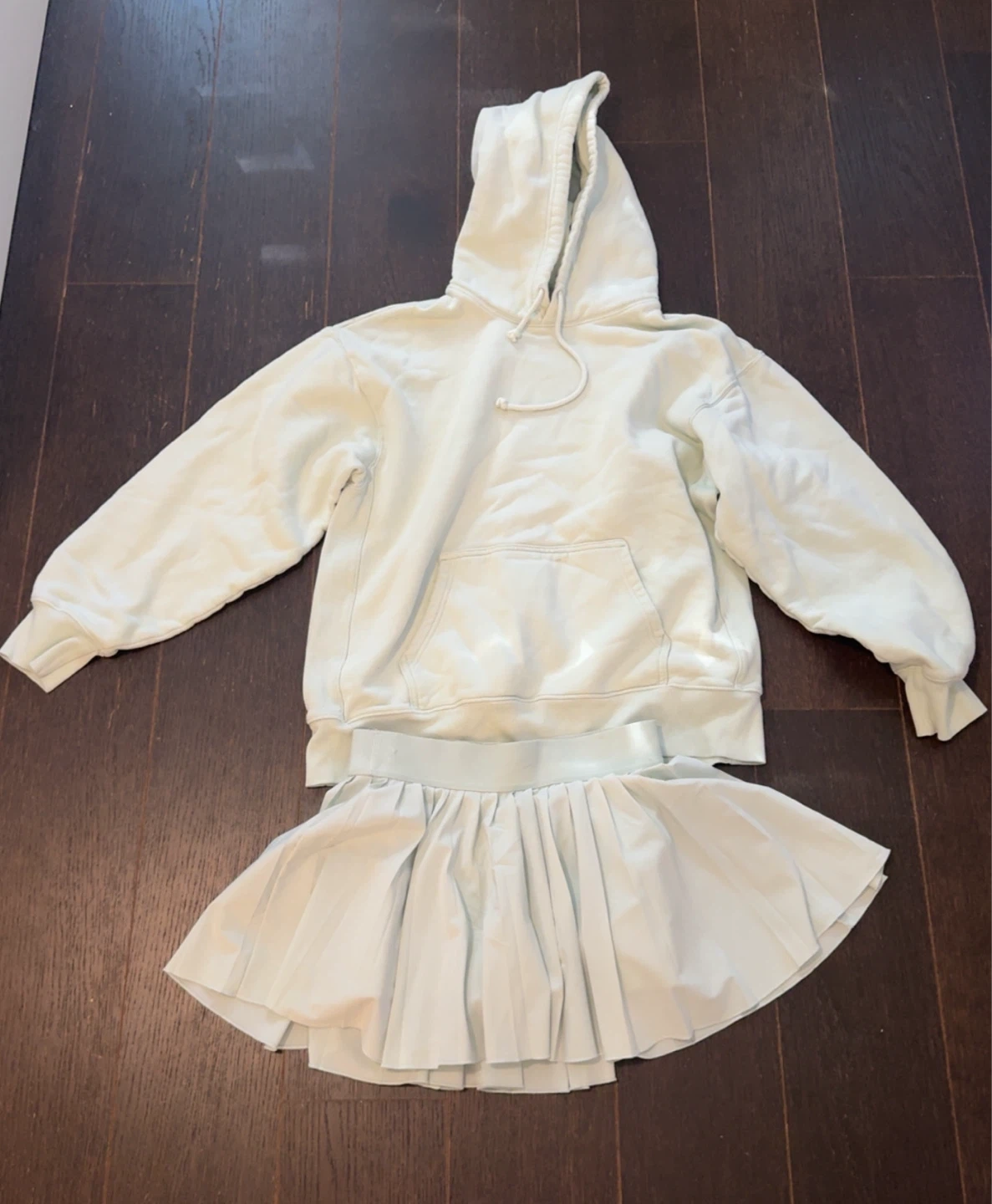 TNA Aritzia Sweater And Skirt Light Green Set