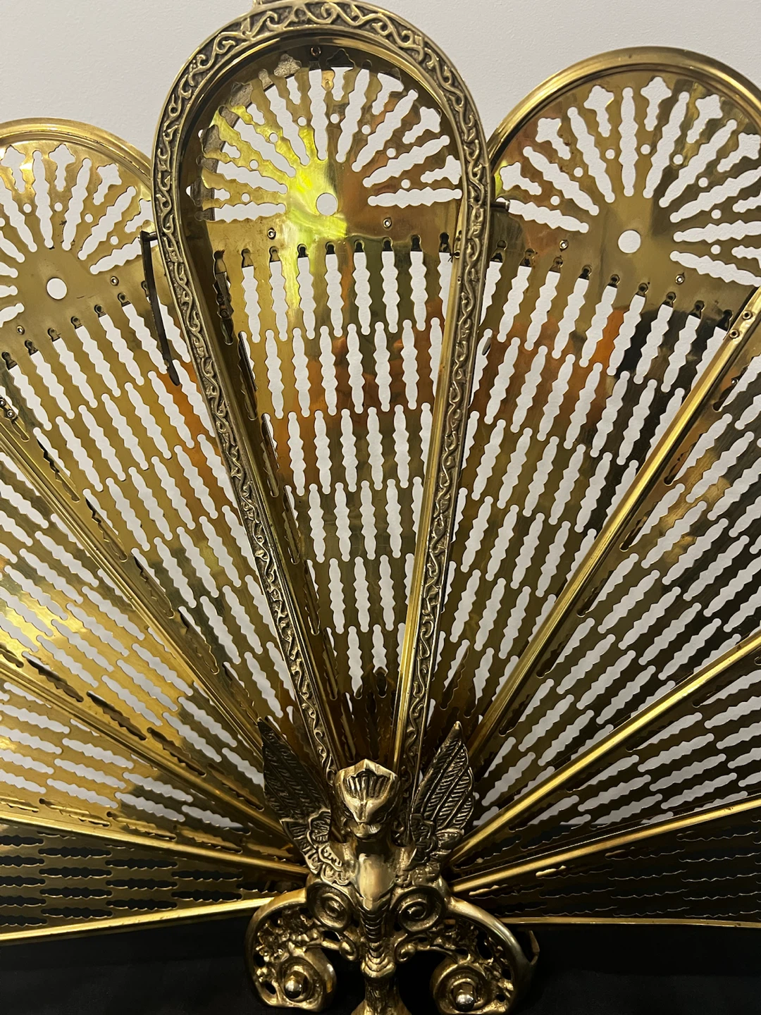 Antique Brass Peacock Fireplace Screen - photo 2