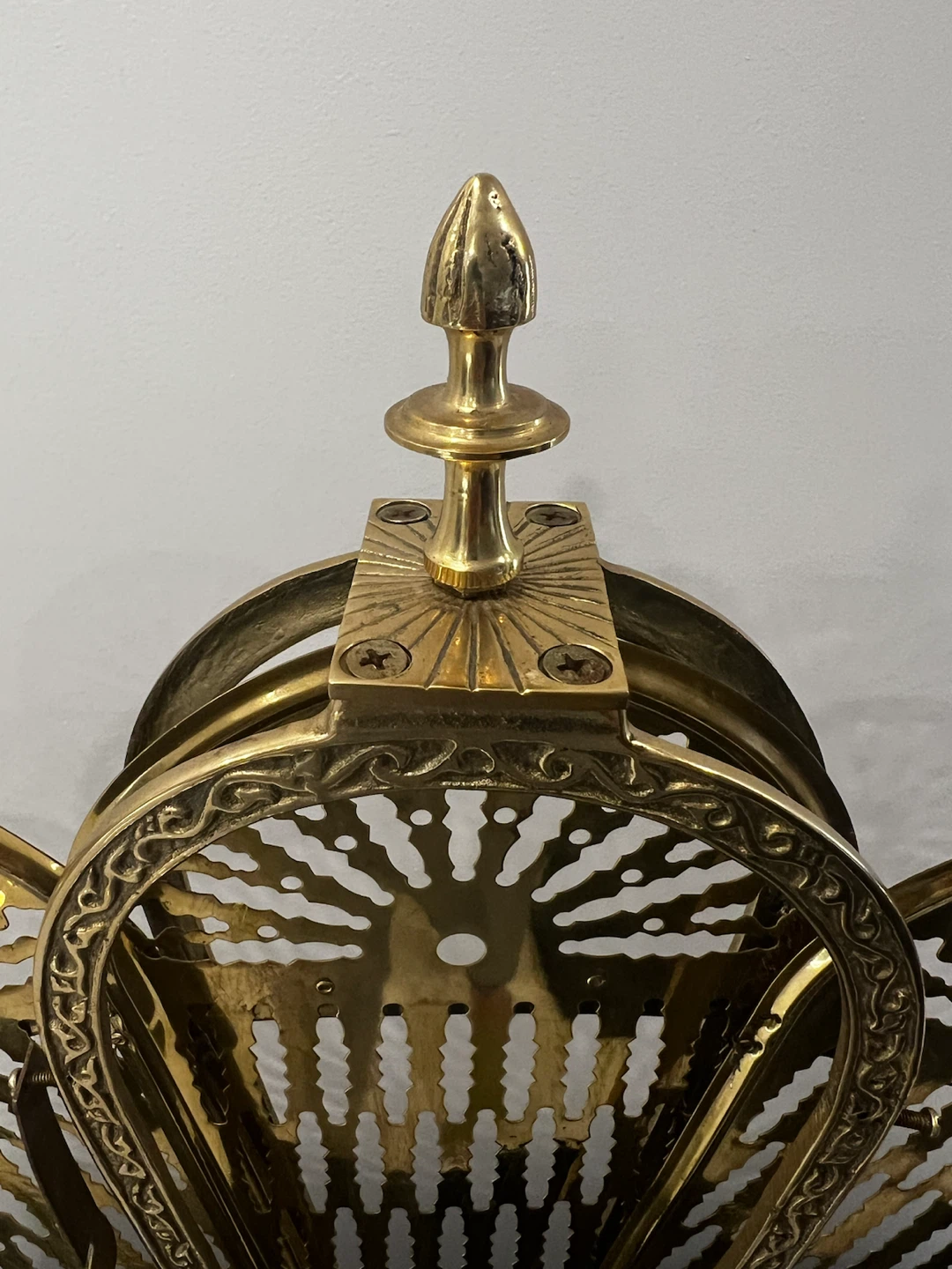 Antique Brass Peacock Fireplace Screen - photo 4