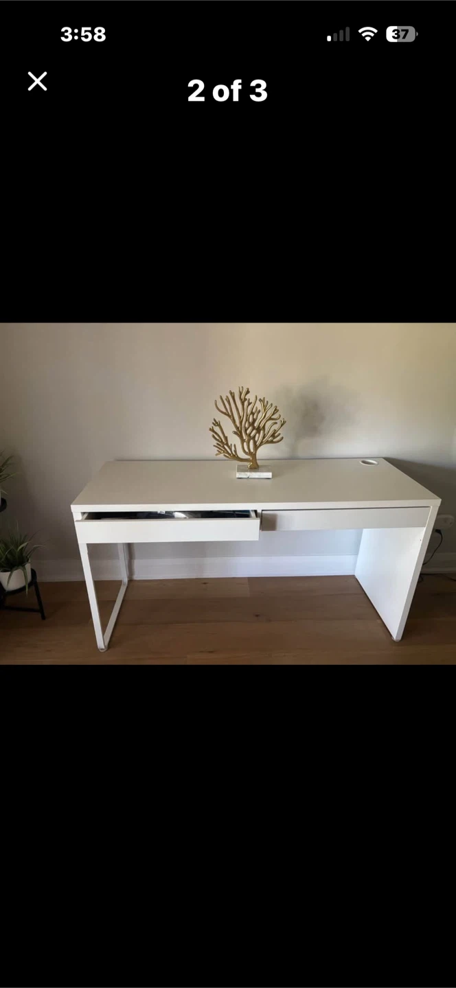 IKEA white narrow desk table