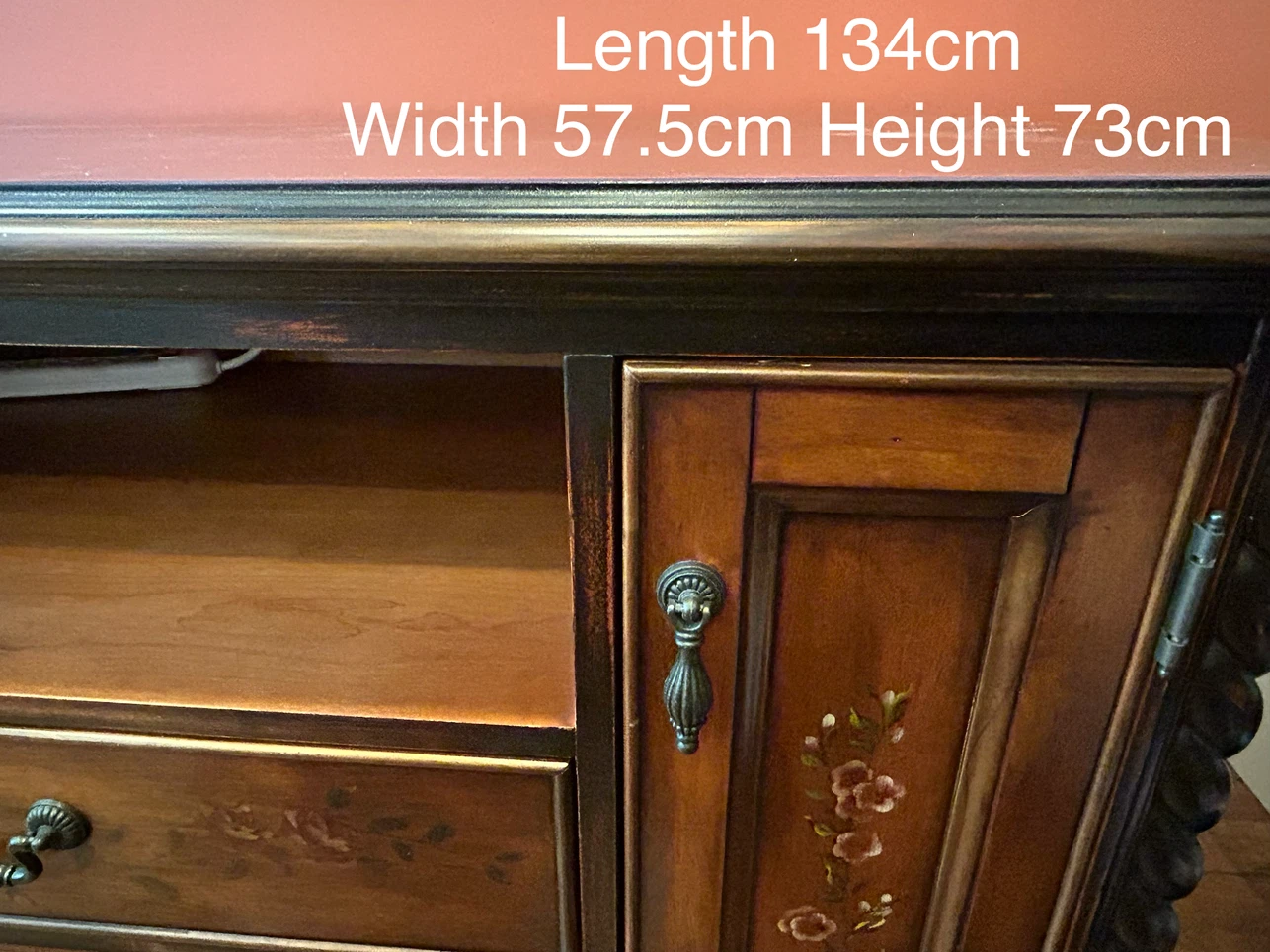 Hand-Painted Floral Wood Media Console - photo 2