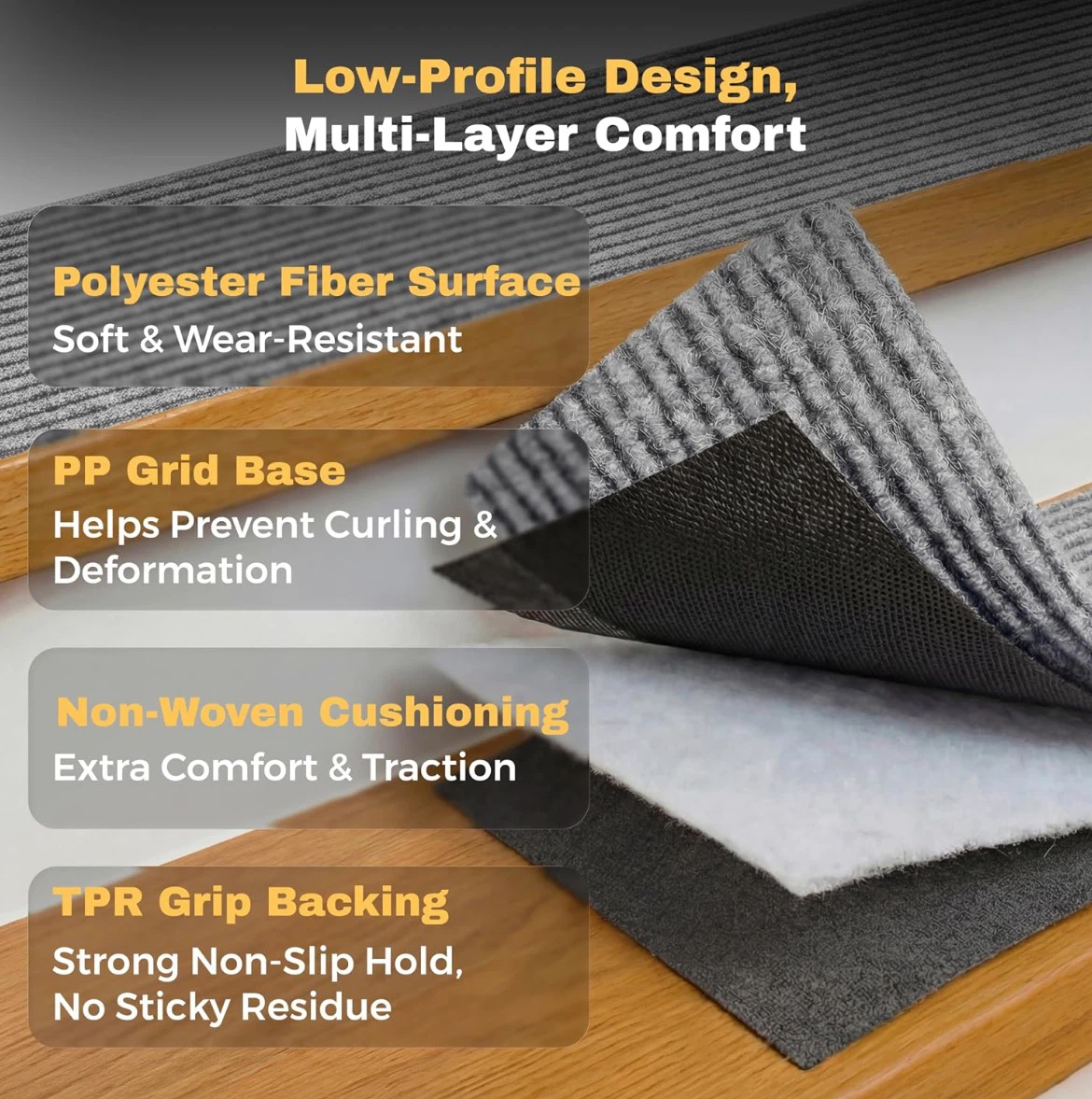 Non-Slip Grey Stair Treads 15 pack - photo 3