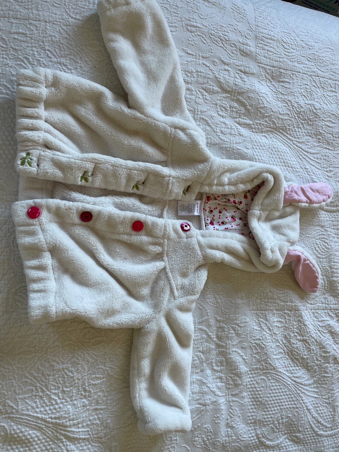 Gymboree White Fleece Hooded Jacket 18-24 Months