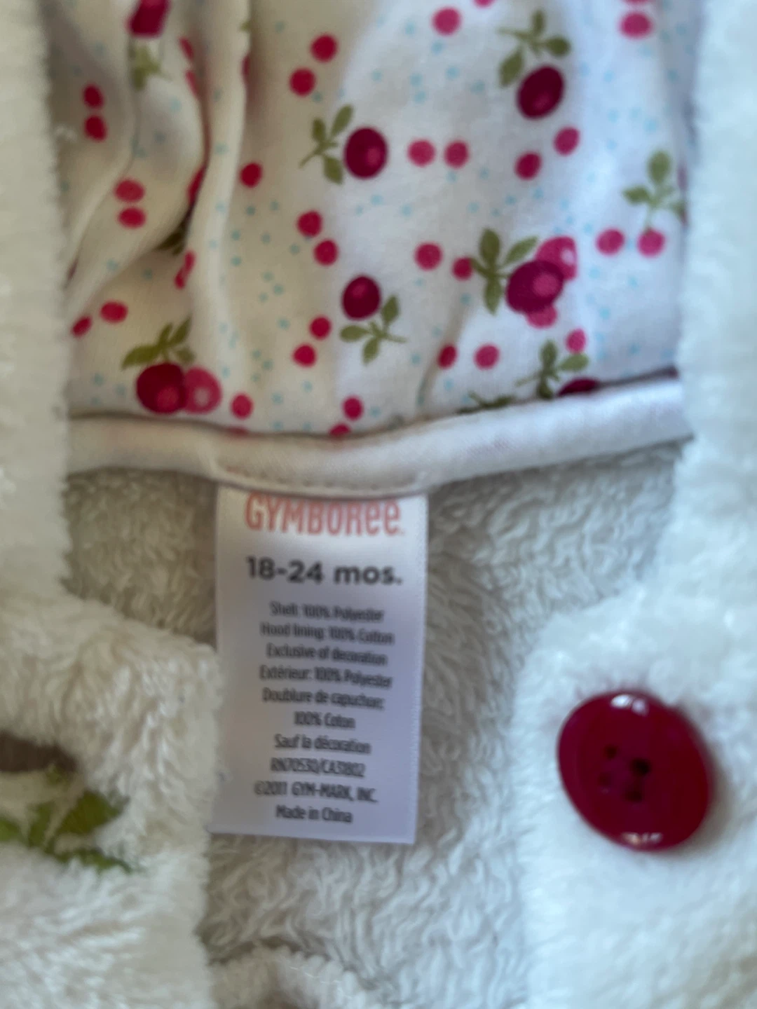 Gymboree White Fleece Hooded Jacket 18-24 Months - photo 3