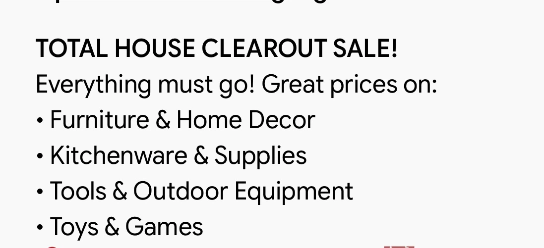 House clearout sale