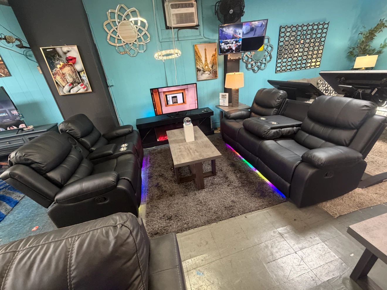Black Leather Motion Reclining Sofa
