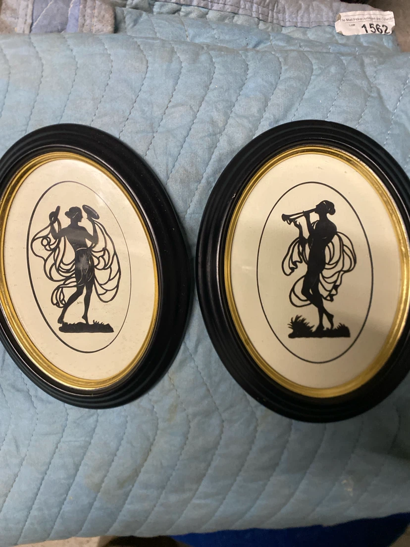 Set of Two Antique Oval Silhouette Wall Art