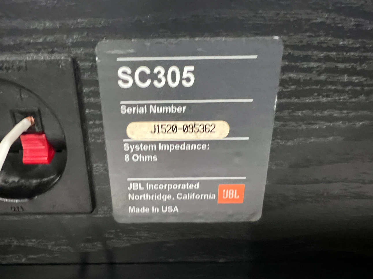JBL SC305 Center Channel Speaker - photo 4