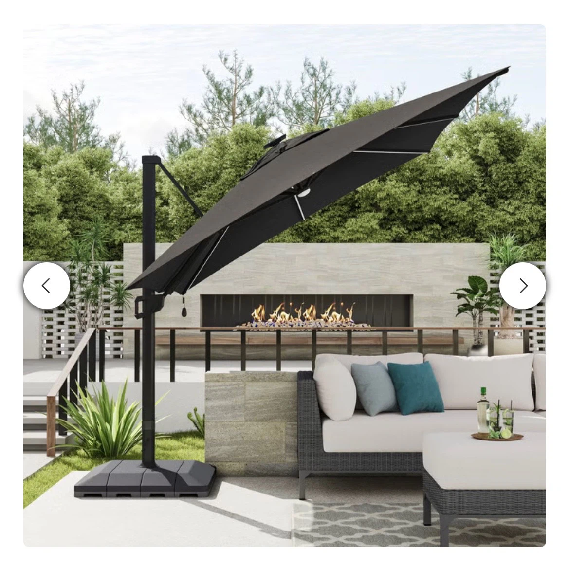 The Sirio™ 3 m x 4 m Cantilever Umbrella with Solar Powered LED
