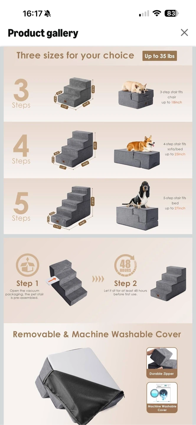 EHEY CIGA 4-Step Gray Pet Stairs - photo 3