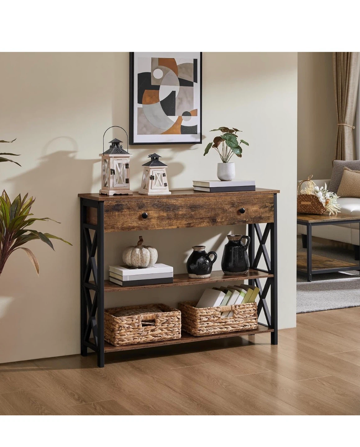 Rustic Industrial Entryway Console Table