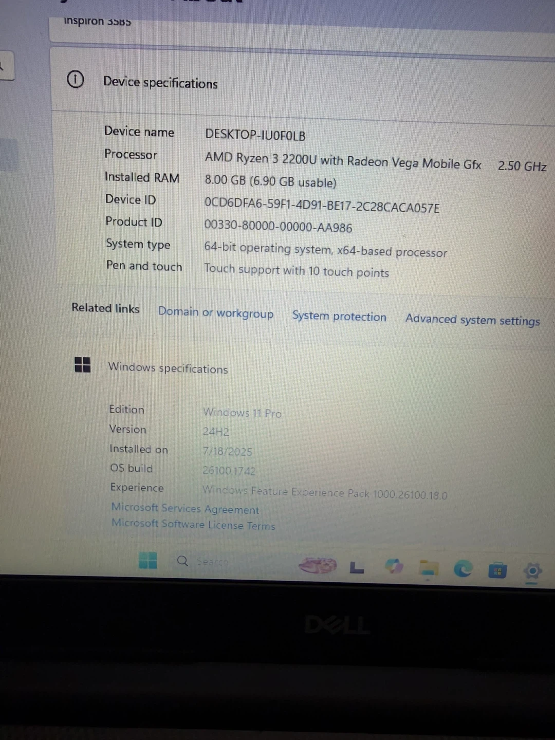 Dell Laptop 15.6 inch Touchscreen 8GB RAM 256GB SSD - photo 4