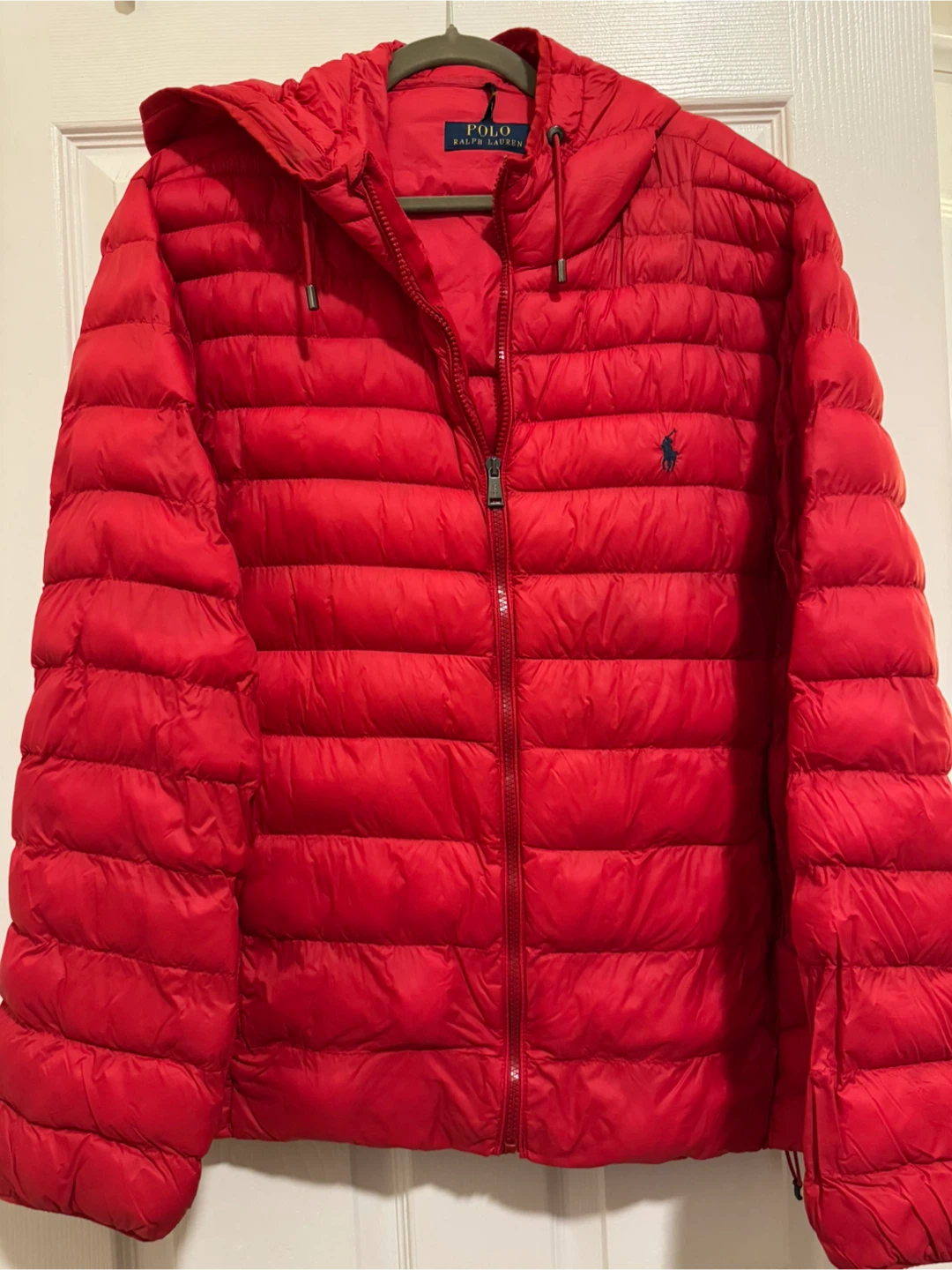 Authentic Polo Ralph Lauren Men's Red Hooded Down Jacket