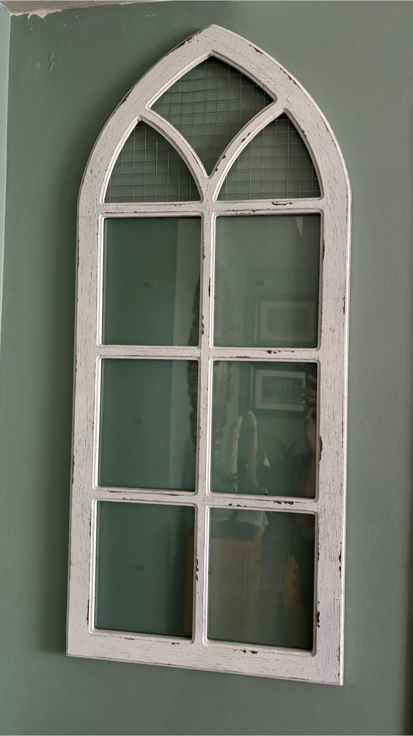 Rustic arched window wall mirror