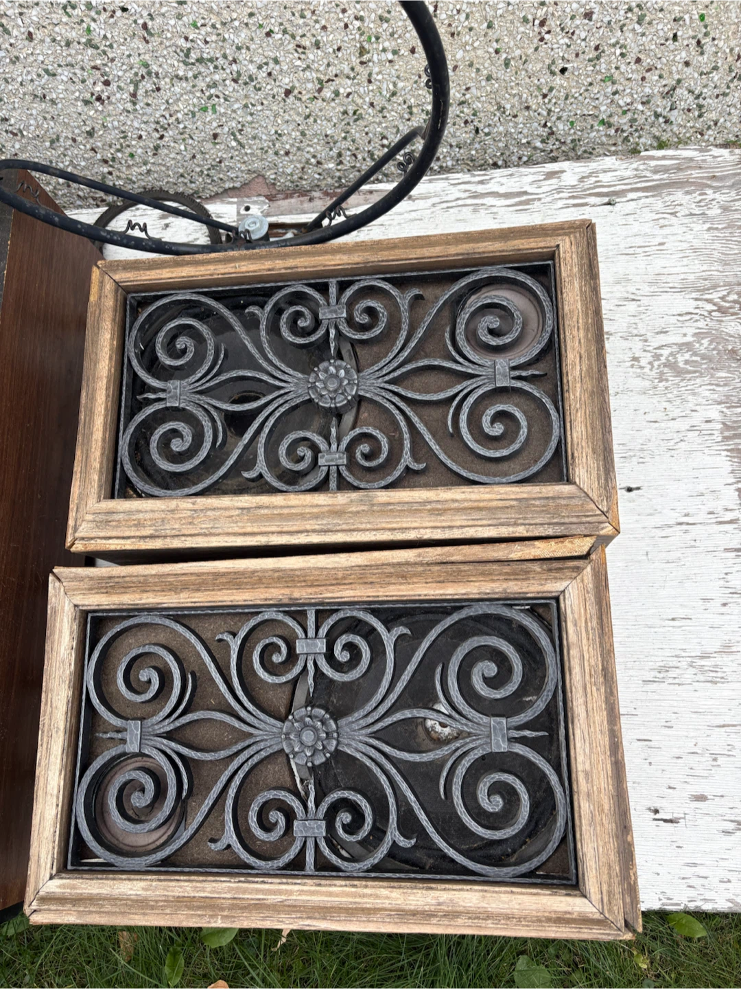 Vintage Decorative Wood and Metal Wall Art Pair