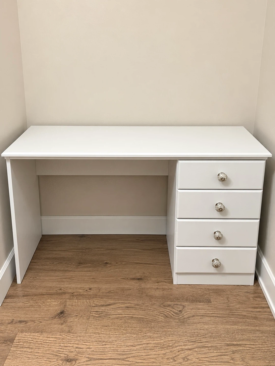 Solid Wood White Desk with 4 Drawers – 46” Wide