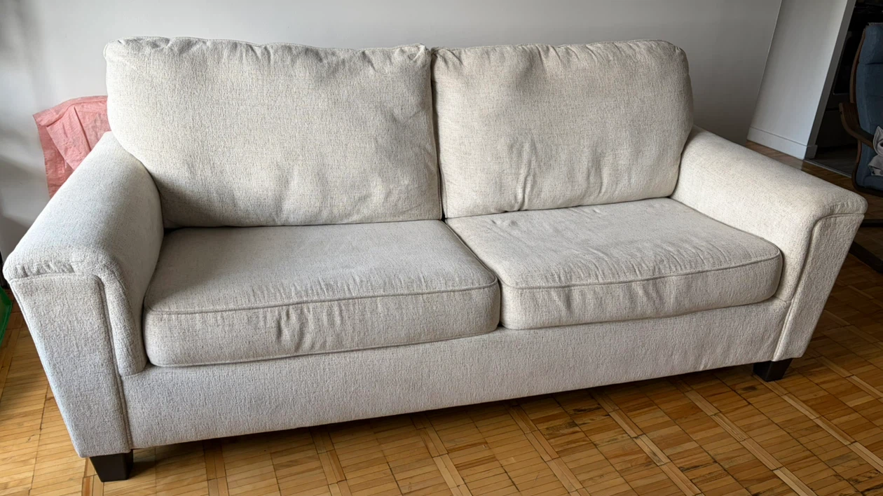 Beige pull-out sofa bed (queen)