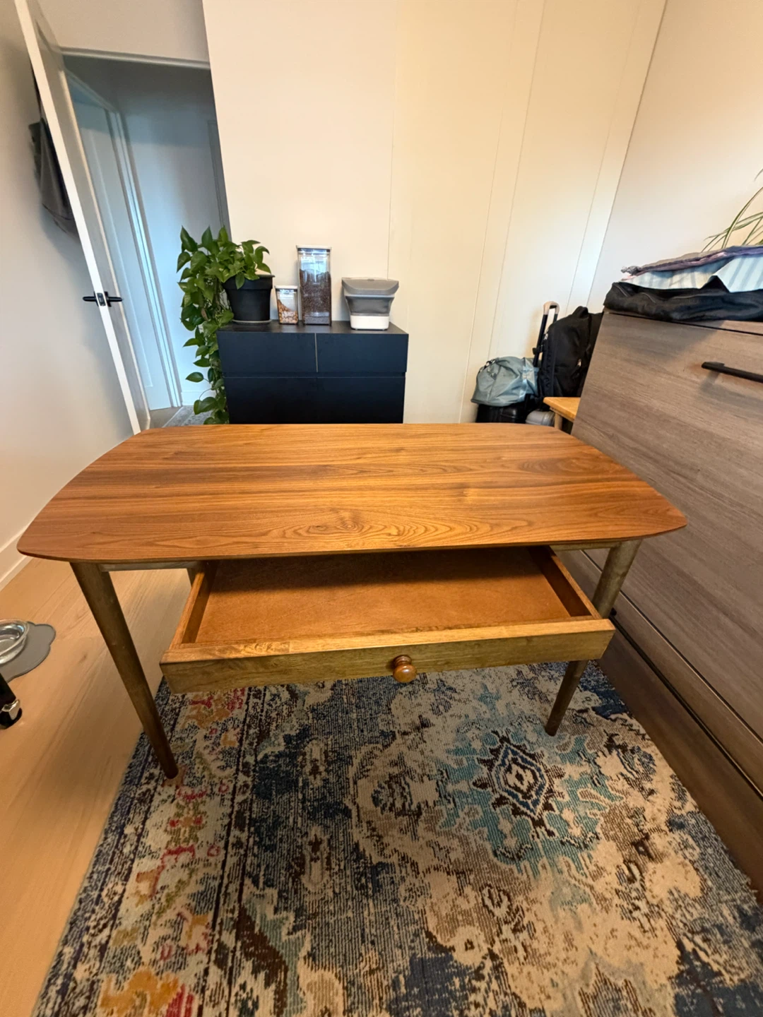 Mid-Century Style Wooden Desk with Drawer - photo 2