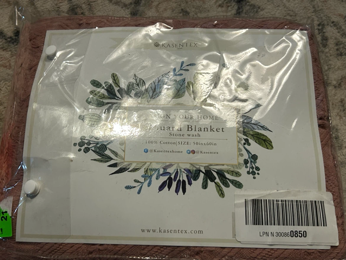 Kasentex 100% Cotton Jacquard Blanket - Rose