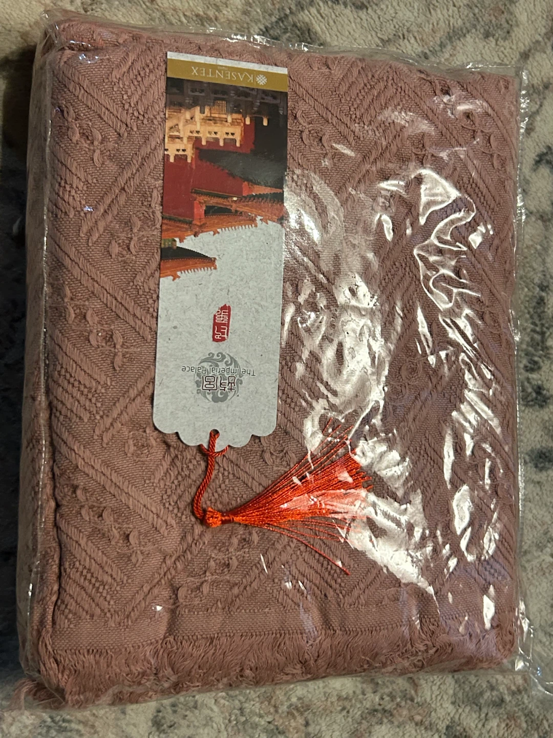 Kasentex 100% Cotton Jacquard Blanket - Rose - photo 2
