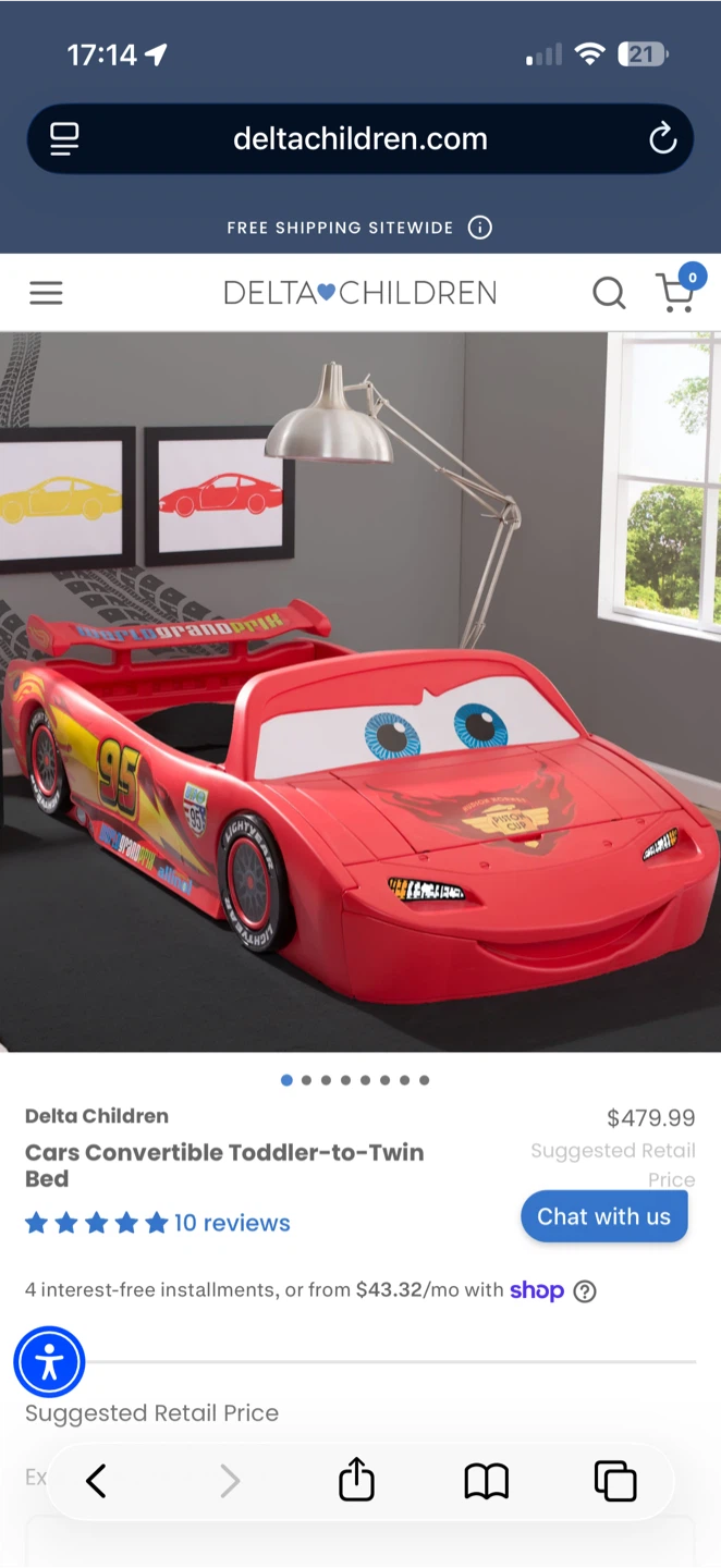 Cars Convertible Toddler-to-Twin Bed