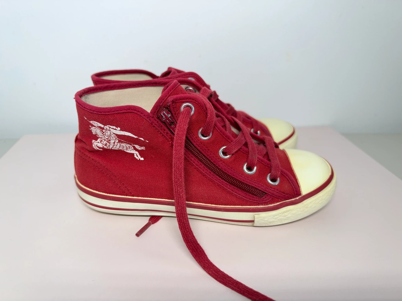 Burberry Kids Red High-Top Sneakers - photo 3