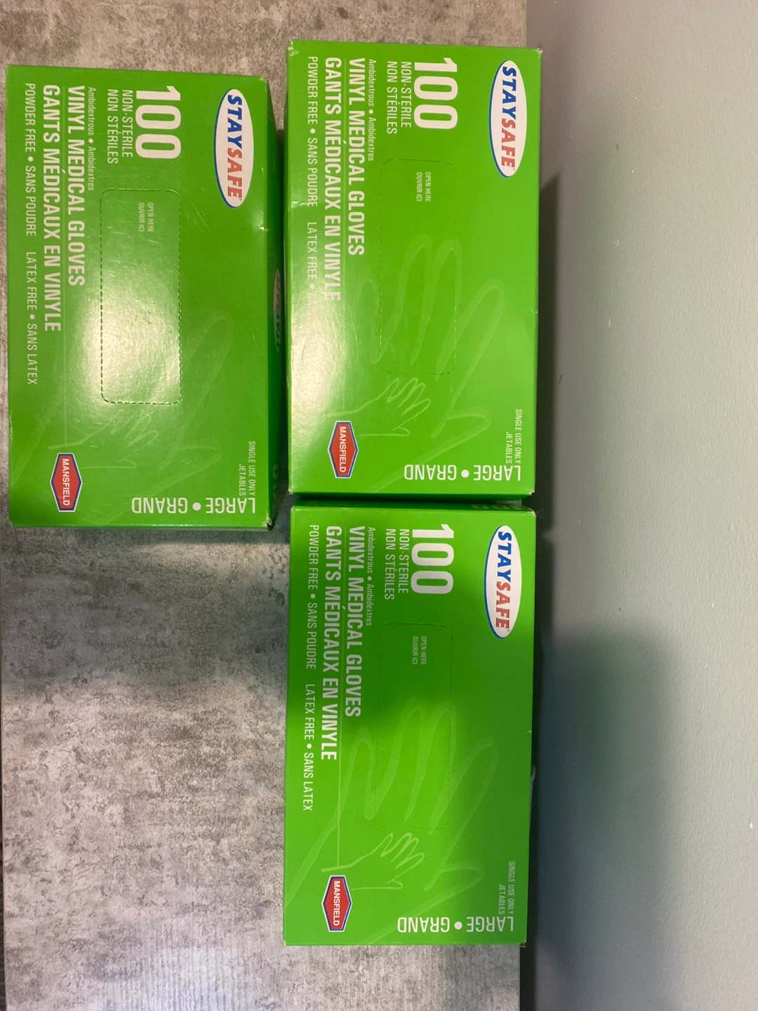 StaySafe Vinyl Medical Gloves - 3 Boxes of 100