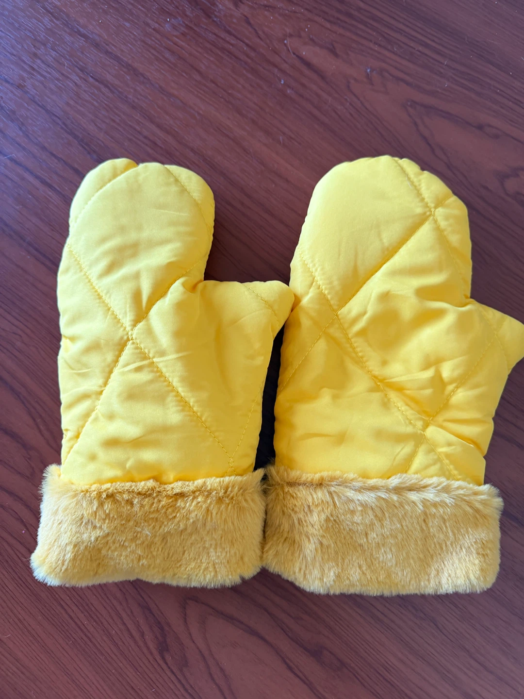 Yellow Quilted Ski Suit and Mittens Set - photo 2