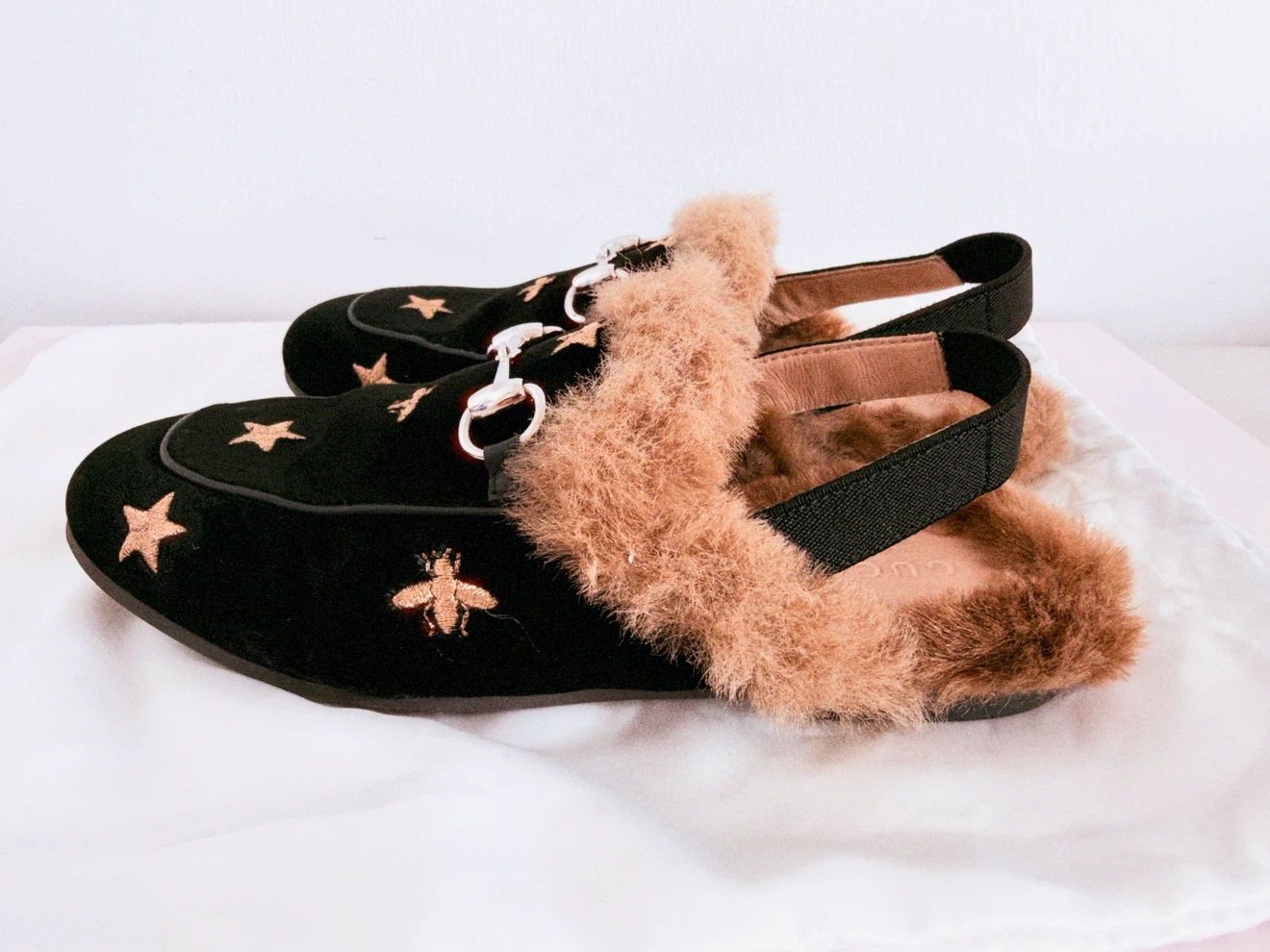 Gucci Kids Princetown Velvet Bee & Star Mules - photo 4