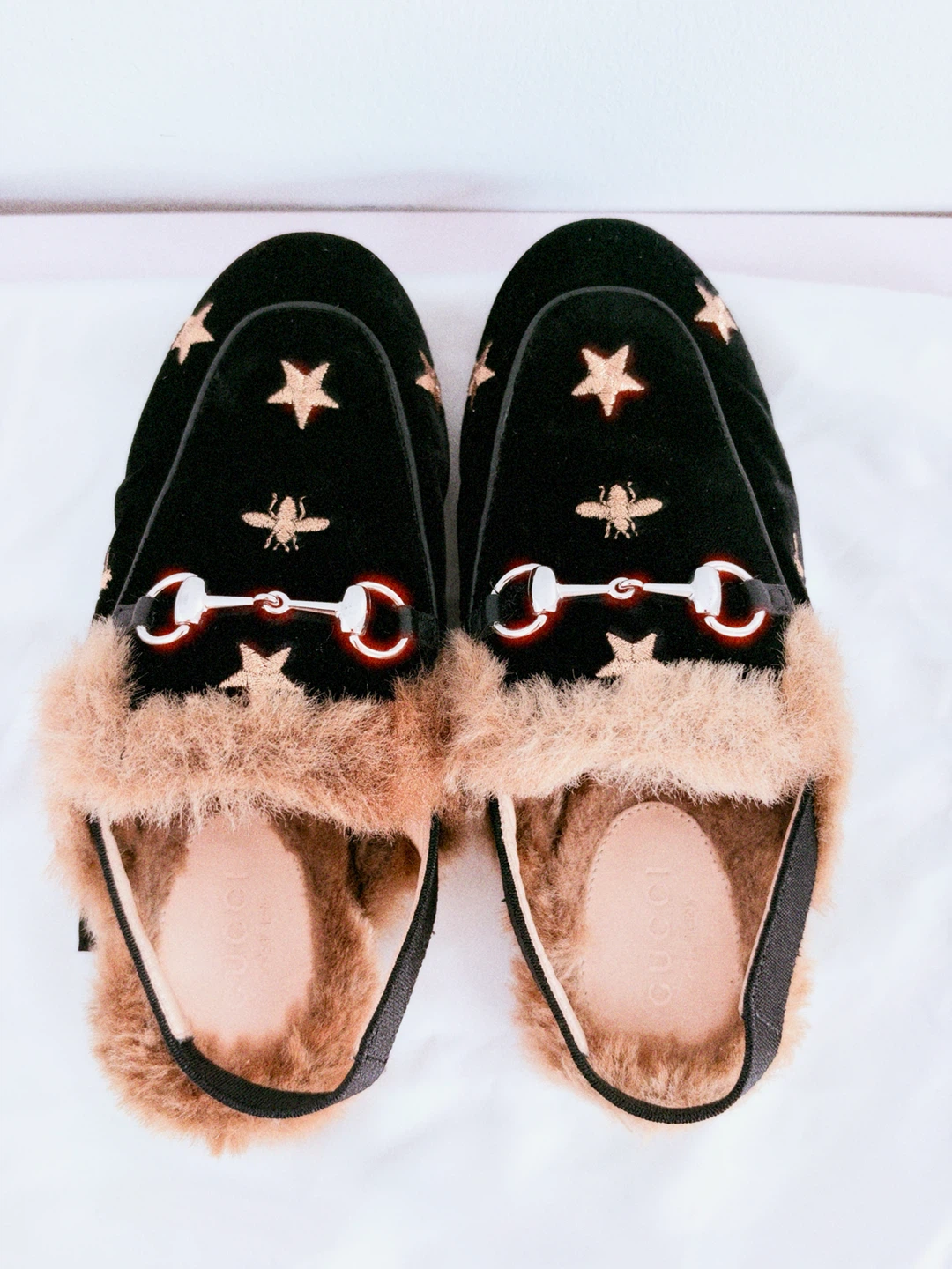 Gucci Kids Princetown Velvet Bee & Star Mules - photo 5