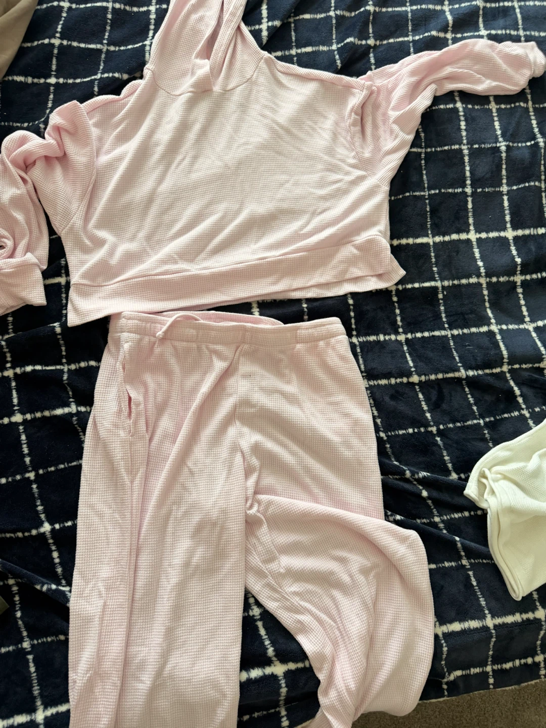 Light Pink Waffle Knit Loungewear Set