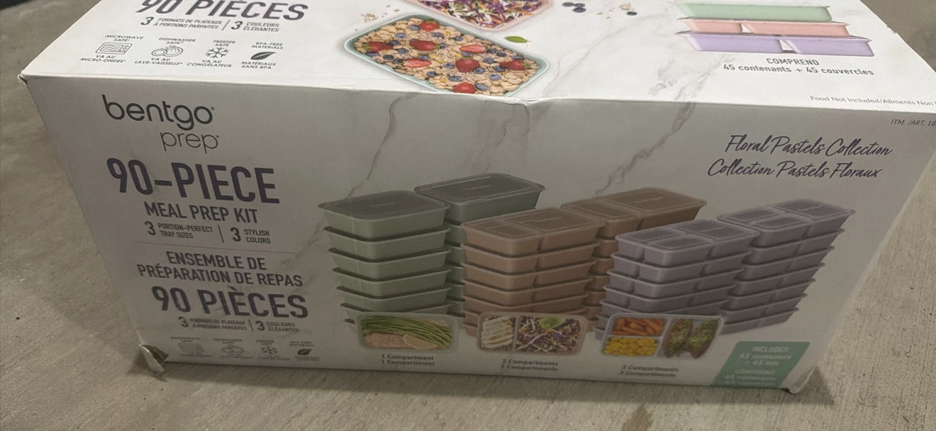 Bentgo Prep 90-Piece Meal Prep Kit - Floral Pastels