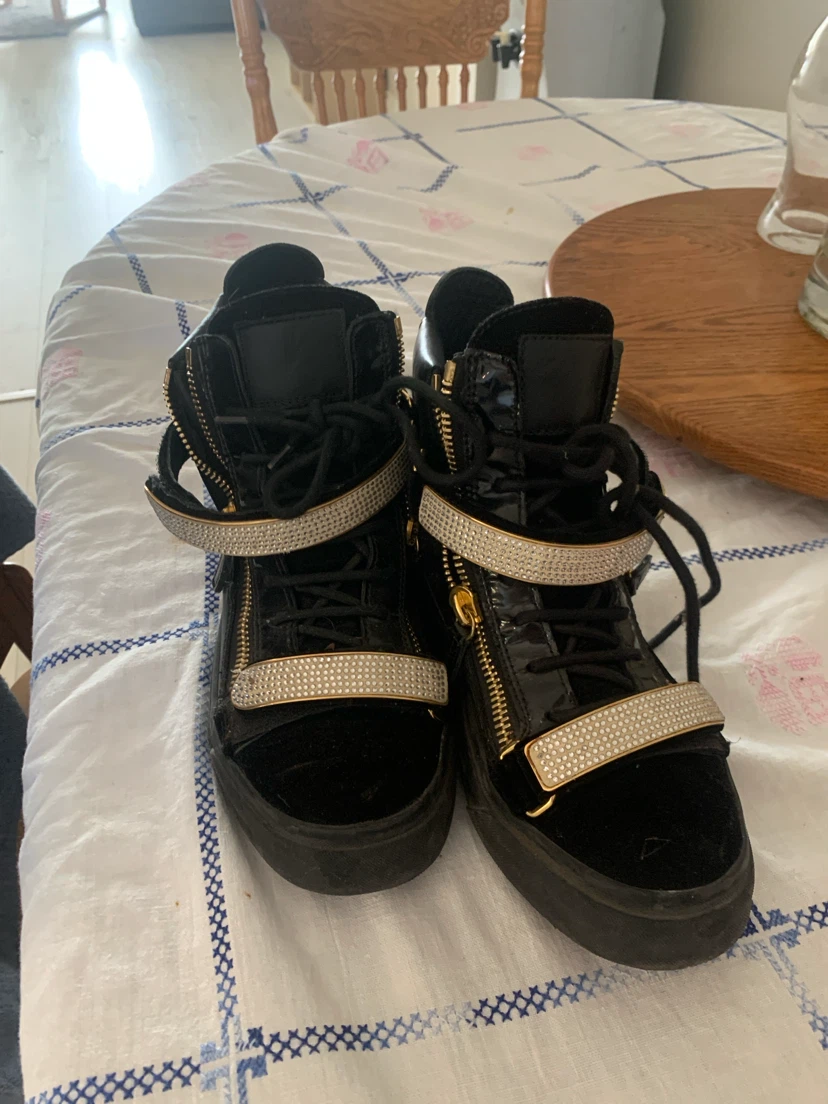 Giuseppe Zanotti black crystal high-top sneakers