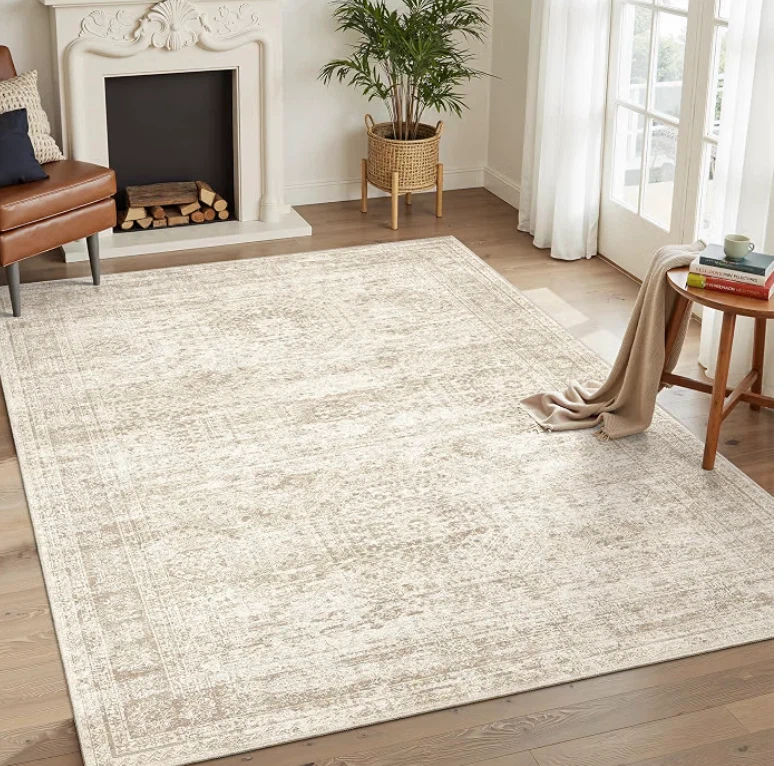 New 5x7 Washable Area Rug Beige
