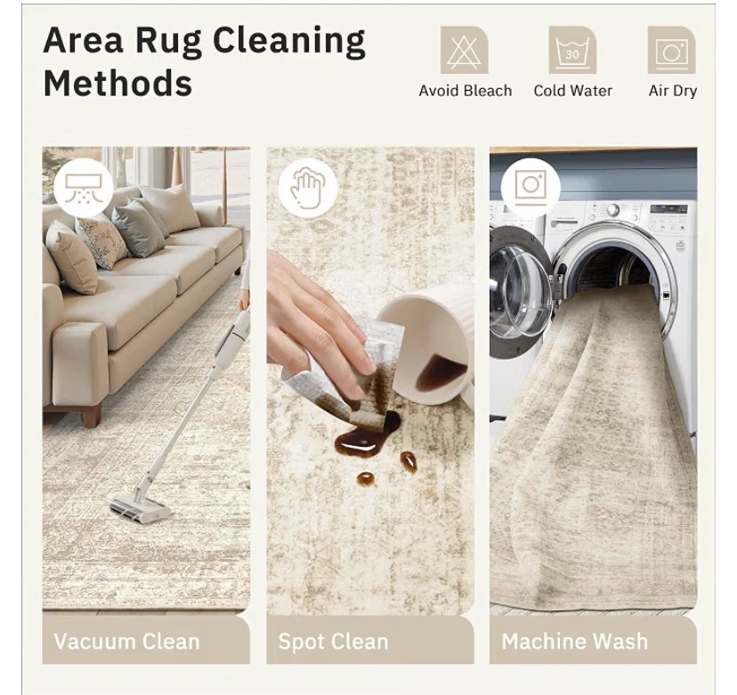 New 5x7 Washable Area Rug Beige - photo 4