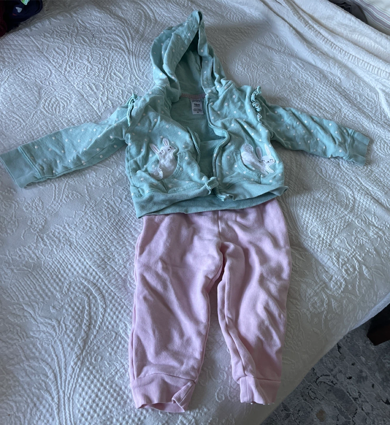 Carter's Baby Girl 18M Bunny Hoodie and Pants Set