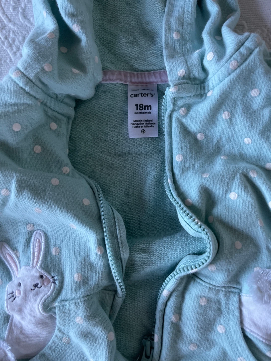 Carter's Baby Girl 18M Bunny Hoodie and Pants Set - photo 2