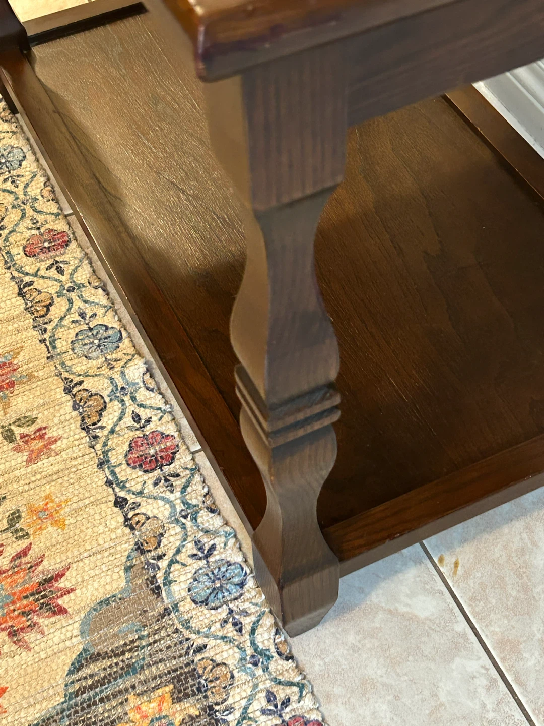 Wooden side table with marble  inlay top - photo 4