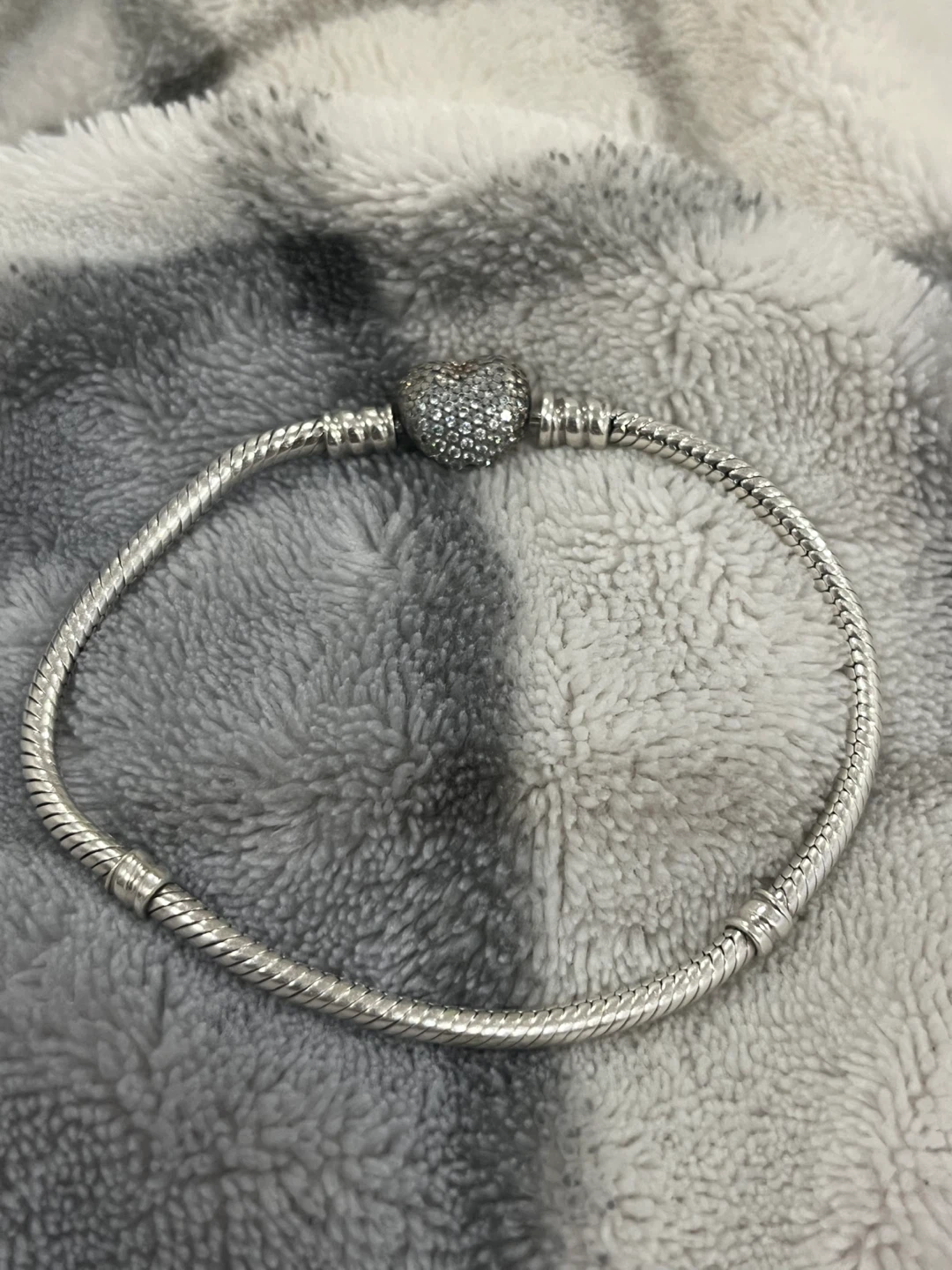 Tarnished Pandora Silver Snake Chain Bracelet Rose Gold Clasp