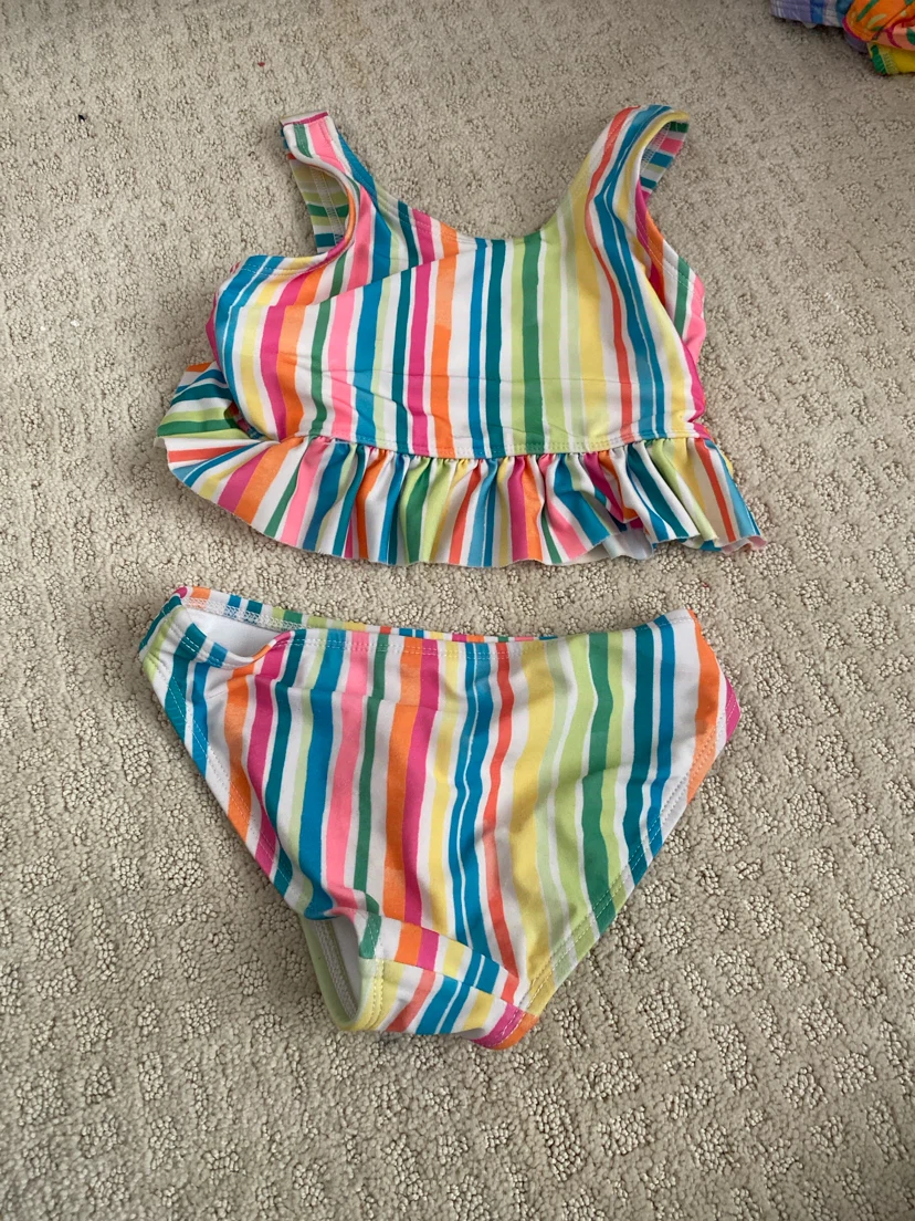 Girls Multi-Coloured Striped Two-Piece Swimsuit - photo 2