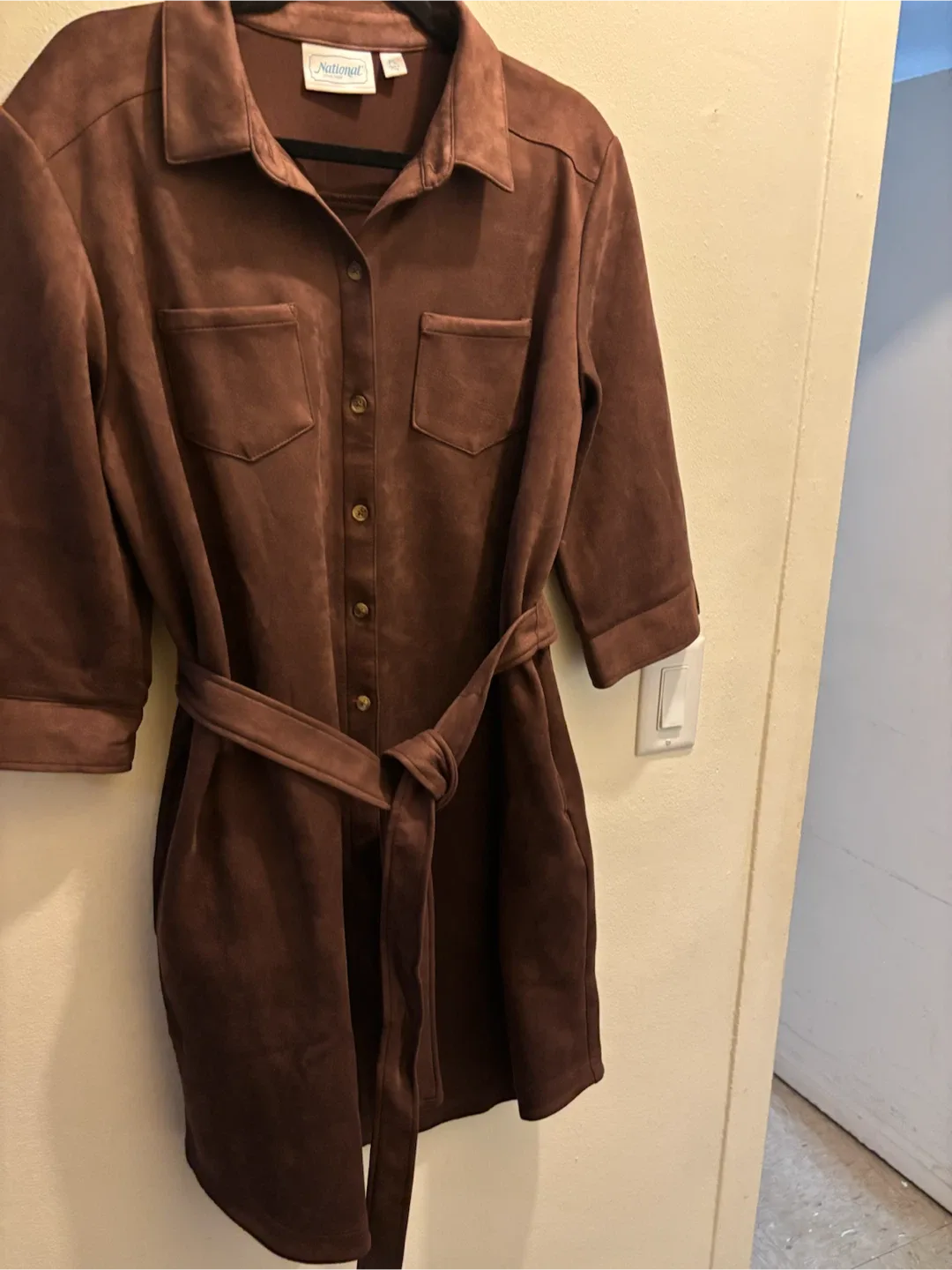 NEW-National Brown Suede-Like Dress PL