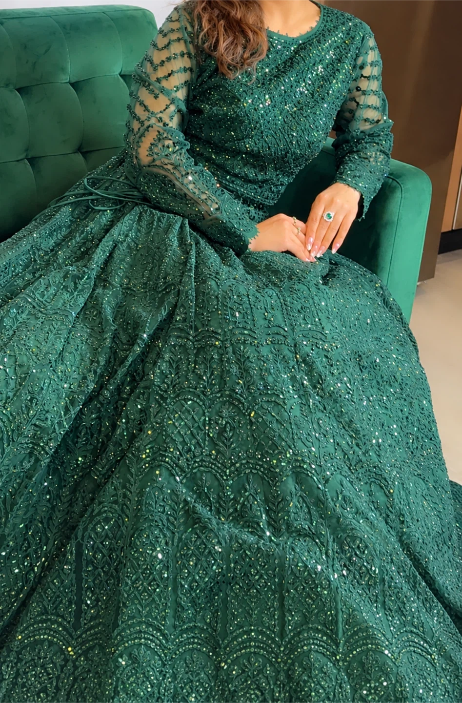 Embroidered Emerald Green Lehenga