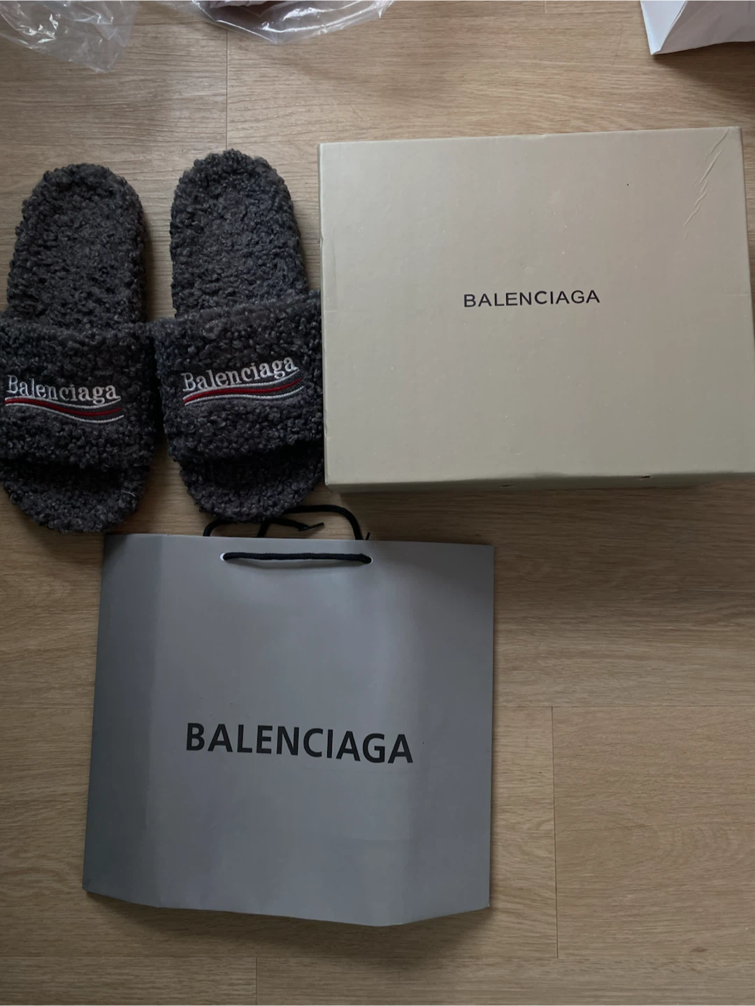 Balenciaga fur slides