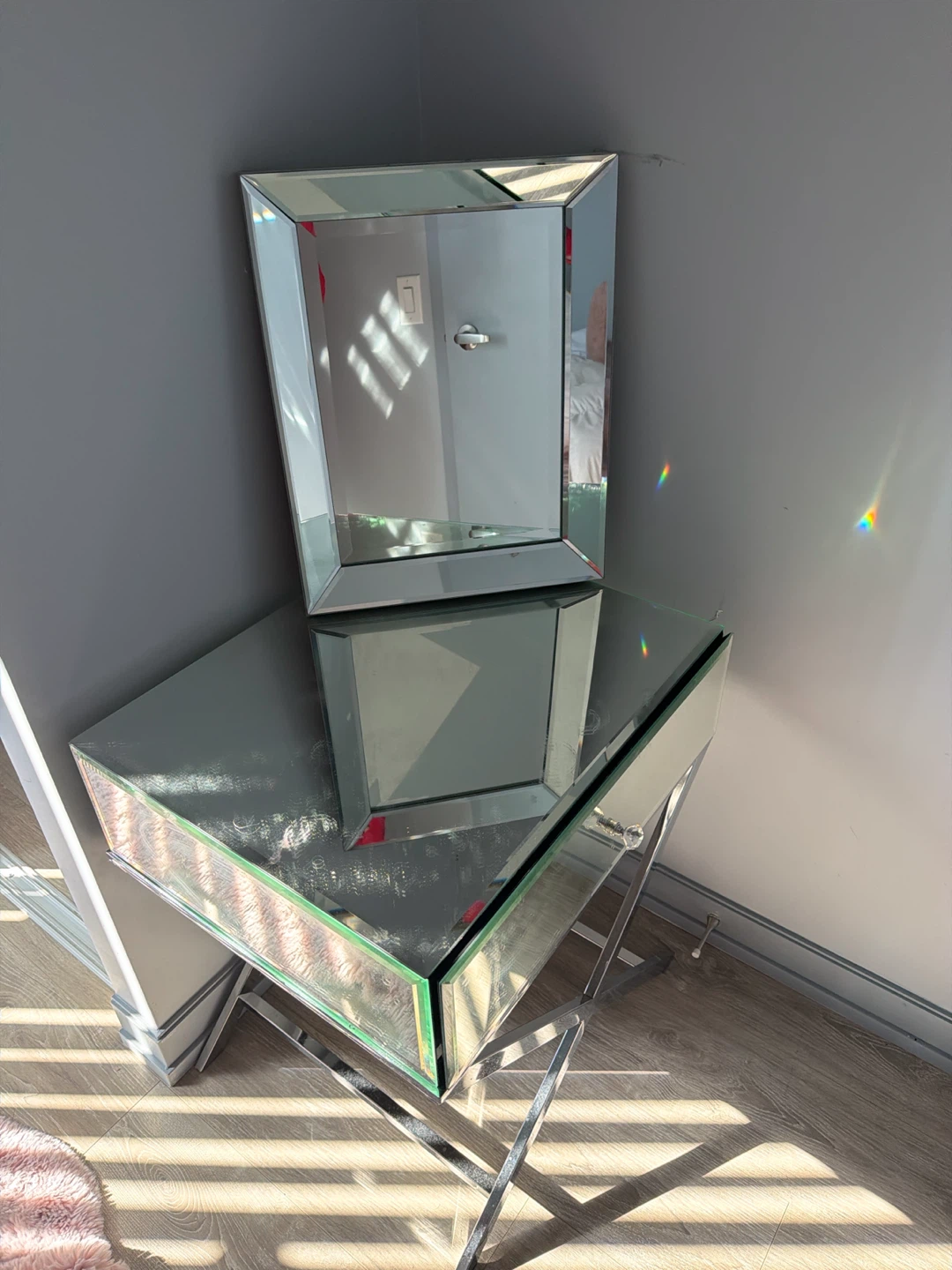 Mirrored Console Table and Wall Mirror Set