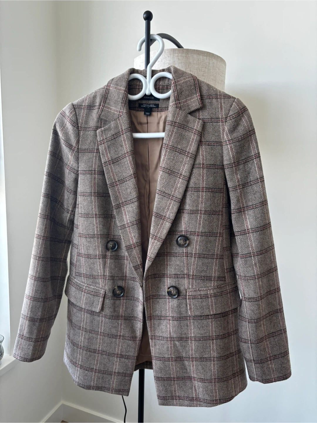 RW&CO. Women’s Double-Breasted Plaid Blazer
