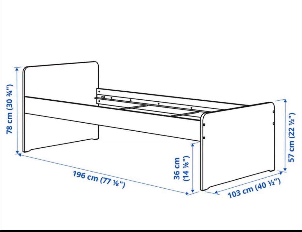 Ikea Bed frame with slatted bed base, with Mattress on request